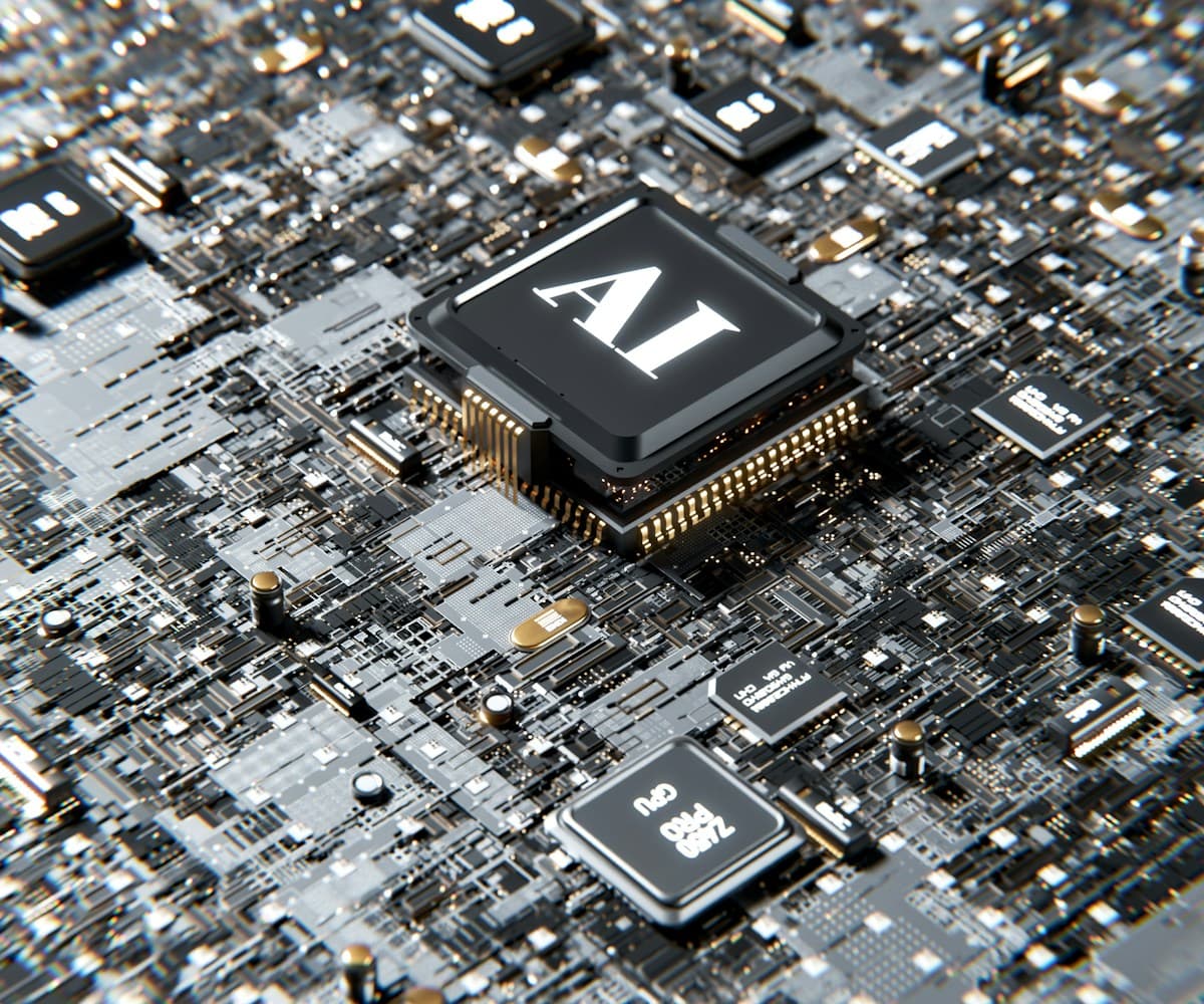 An AI processor chip mounted on a circuit board